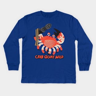 Crab Gone Wild - Funny Kids Long Sleeve T-Shirt